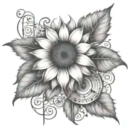 Sunflower With Music Notes