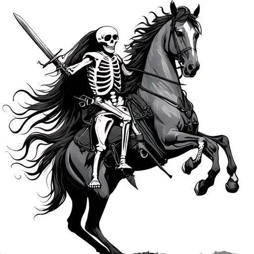 Skeleton With A Sword Riding A Horse