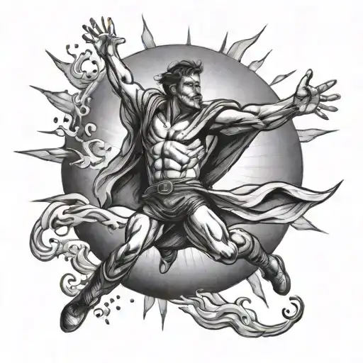 Man Flying Towards The Sun Shining