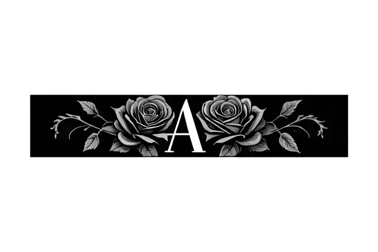 Letter A And Rose Intertwined