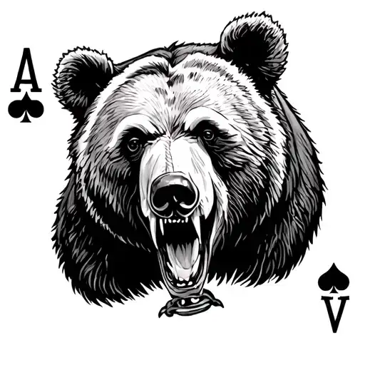 Ace Of Spades Sketched Inside A Mad Realistic Bear