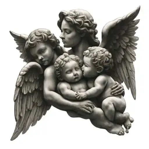Family And Cherub Angel