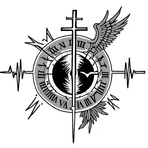 Ekg With Roman Numerals And Cross