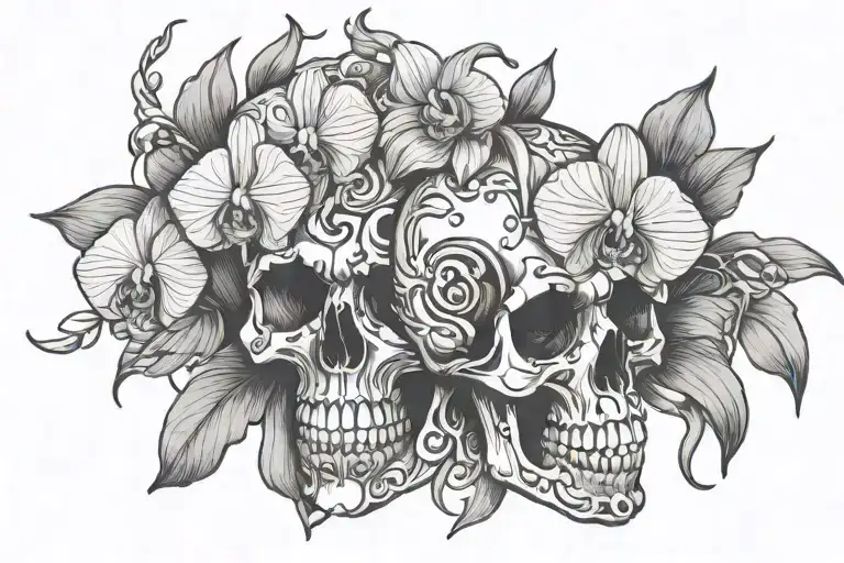 Orchid Vine Wrapping Skull