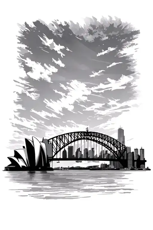 Sydney City Sky Line With Harbour Bridge And Opera House Infront Of The Skyline
