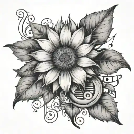 Sunflower With Music Notes