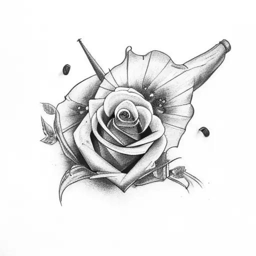 Two Pistols With A Purple Rose A Crow And A Dark Tower