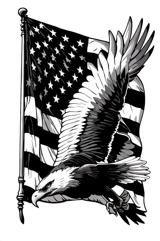 American Flag With Eagle Soaring