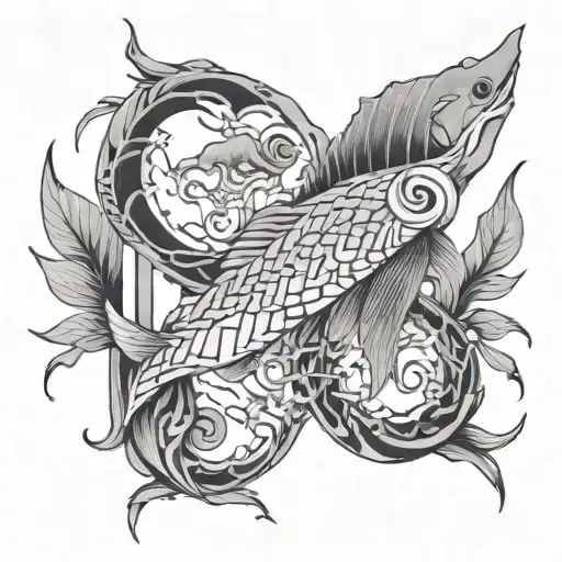 Pisces Zodiac Sign With Thin Lines And A Twig In The Background