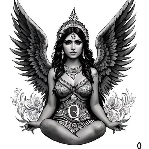 Angel Polynesian Girl With A Letter Q