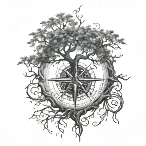 A Tree With Roots That Make A Compass