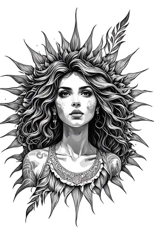 Make A Picture Of A Sun -Headed Woman