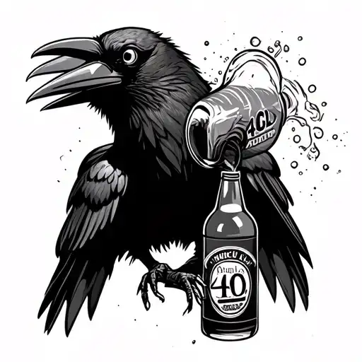 Thug Crow Pouring A 40Oz Malt Liquor Out For His Homies