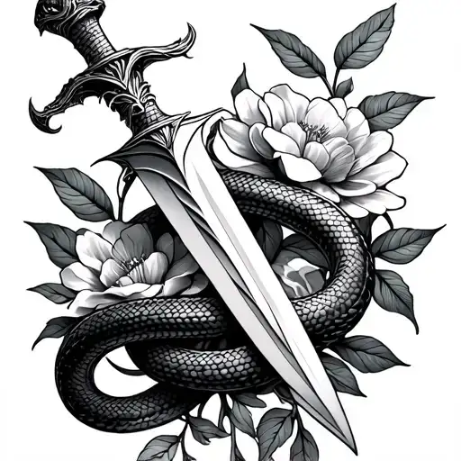 Sleeptoken Dagger With Snake Wrapping And Flowers Growing