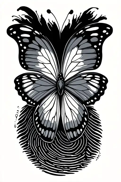 Finger Print And Butterfly Wings Made