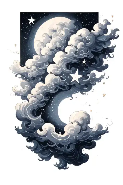 Stars And Clouds Forming The Shape