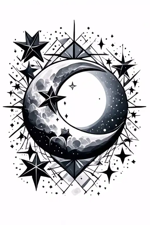 Celestial Moon And Stars Geometric