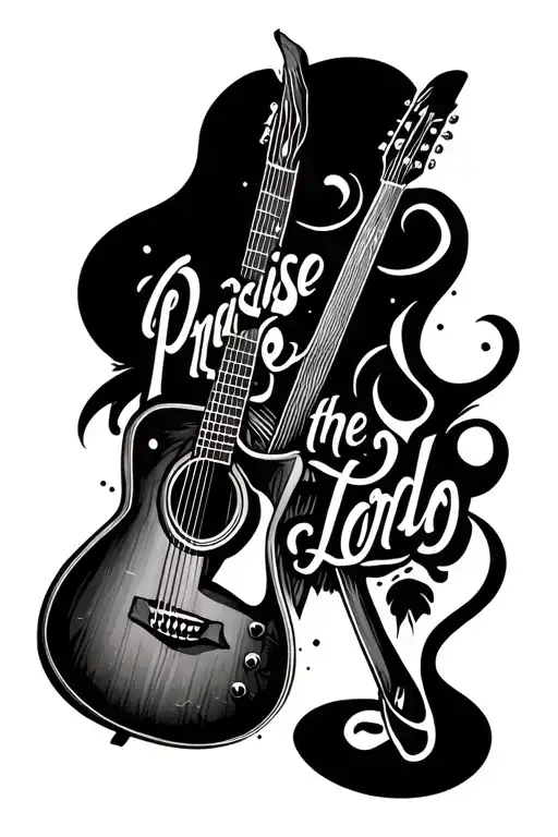 Half Of A Acoustic Guitar With The Other Half Saying Praise The Lord