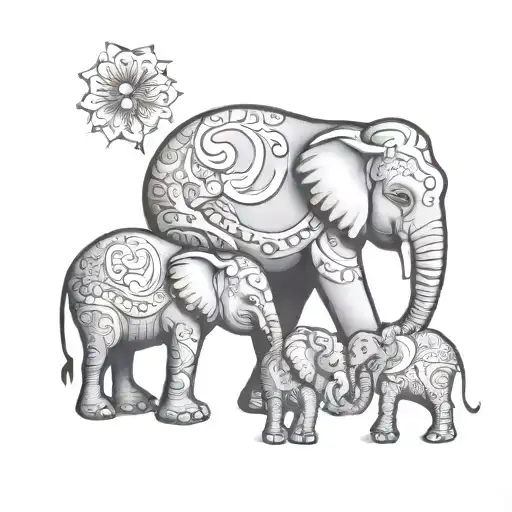 Mom Daughter Elephant Cartoon