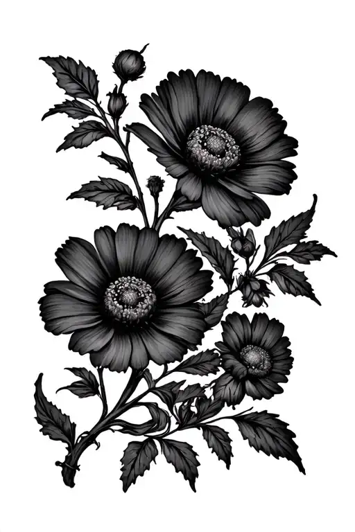 Cosmos And Marigold Flower On A Vine