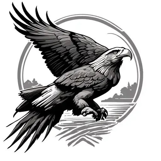 Eagle Looking At Horizon Sun