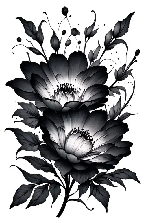 Abstract Flower Blooming Line Work