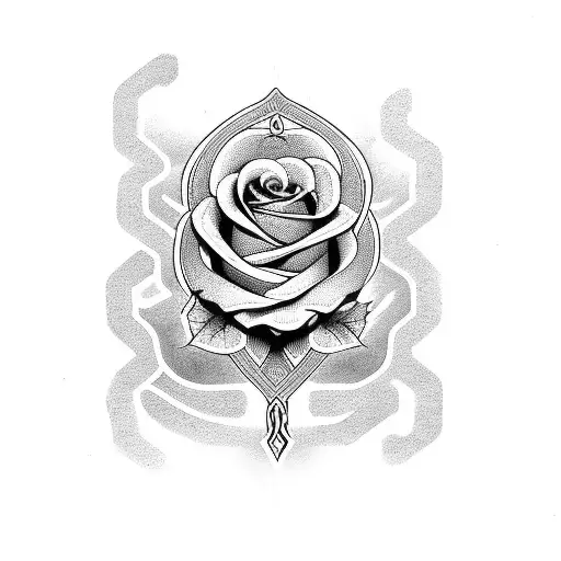 Ankh Symbol With Black Roses Surrounding