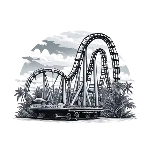 Rollercoaster With Writing Life And Tropical Background