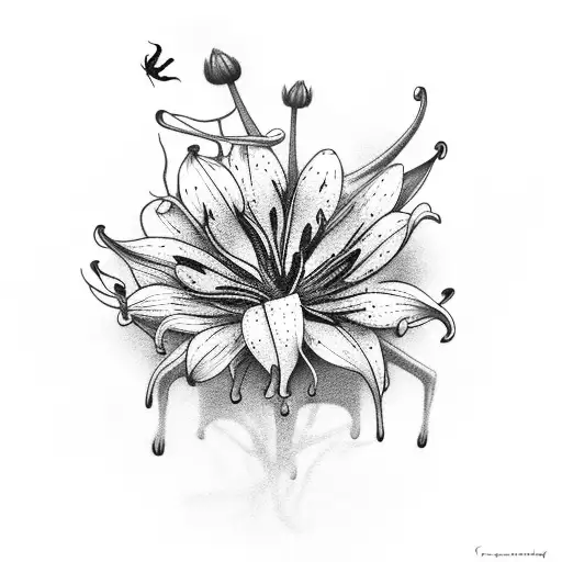 Raven With Spider Lillies