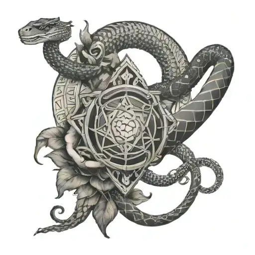 Sacred Geometry Divine Masculine And Mother Earth With A Snake Subtly In It