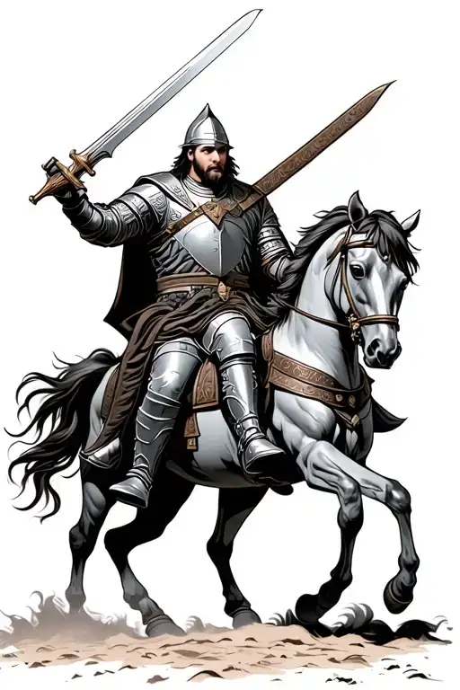 Knight Post Malone Riding A Horse Holding A Sword