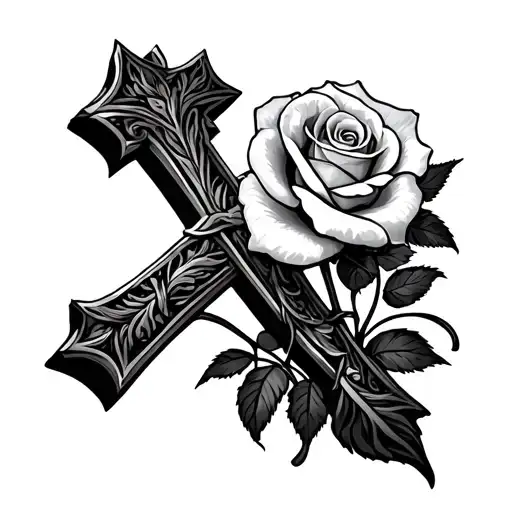 Cross Of Lorraine And Rose