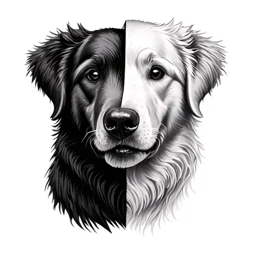 One Half Golden Retriever Face And One Half Bear Face