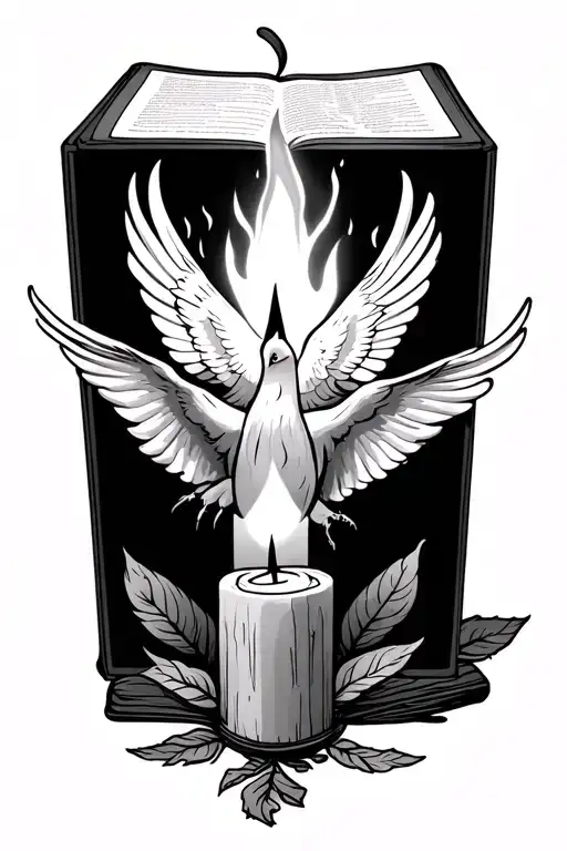 Bible Dove And Candle Burning