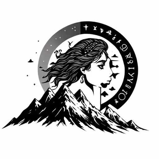 Virgo Zodiac Sign With Mountain Range