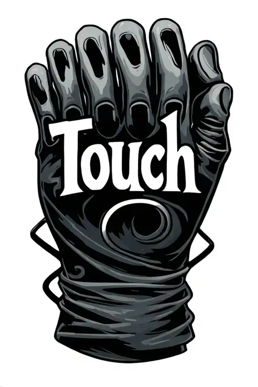 A Simple Gloved Hand Silhouette With The Word Touch Written Along