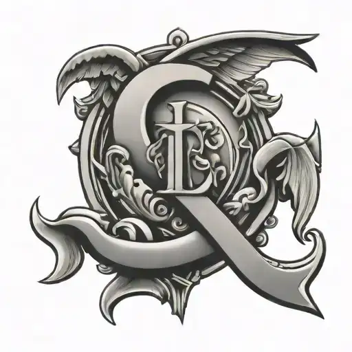 L Letter On Marine Anchor And Angel