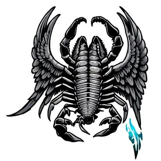 Scorpions Symbol Arm To Hand With Mystic Greek Style Wirh Angel Wings