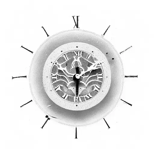 Tattoo Of A Clock Shattering At The Bottom With Shards Flying Around