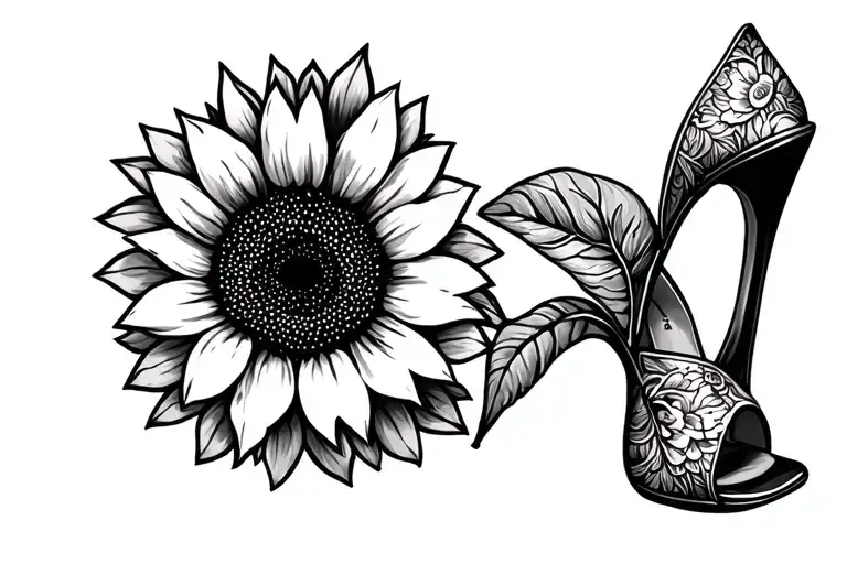 Sunflower And Line And High Heel