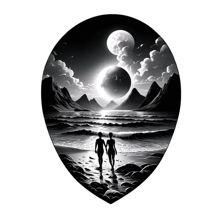 Beach And Mountains Incorporate Love And Eternity