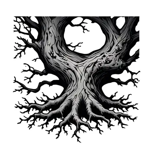 Tree With Branches And Roots