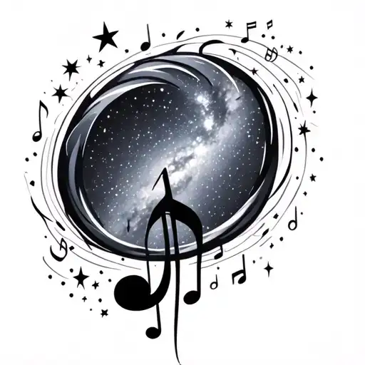 Music Notes Milky Way With Stars