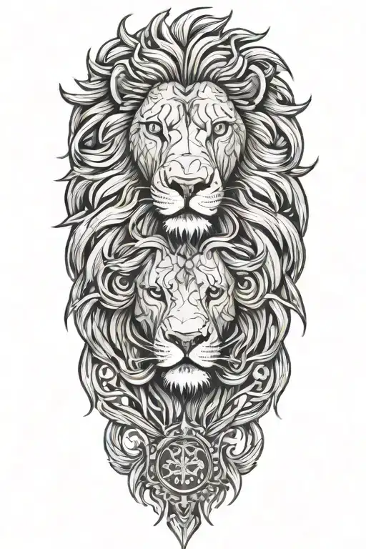 Lion With Cross Intertwined