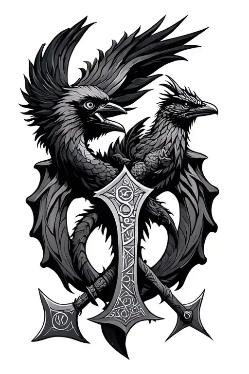 Viking Vegvisir Runes Dragon Crows Axe Polynesian Mixed