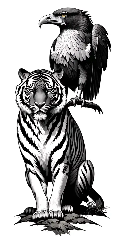 Tiger And Eagle Forest Background