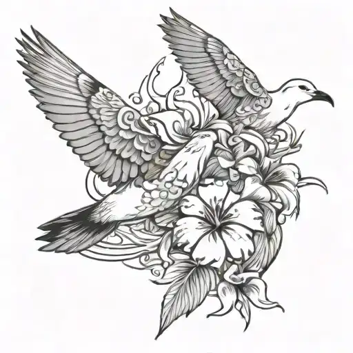 Hawaiian Flowers Water Seagull