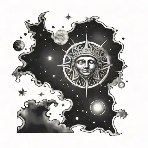 Roman Sun With Galaxy Background