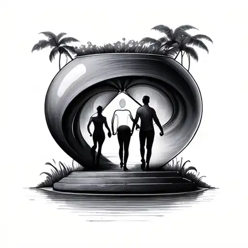 Hourglass With Family Walk Way Winding