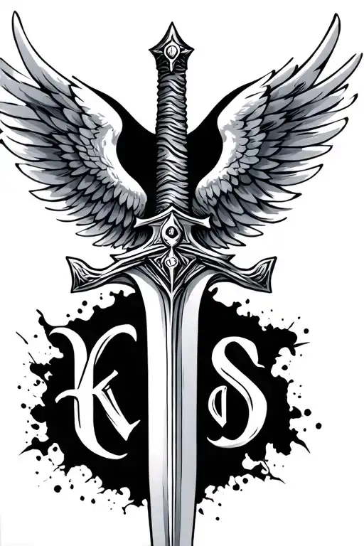 Sword With Wings Symbolizing Protecting My Kids Names